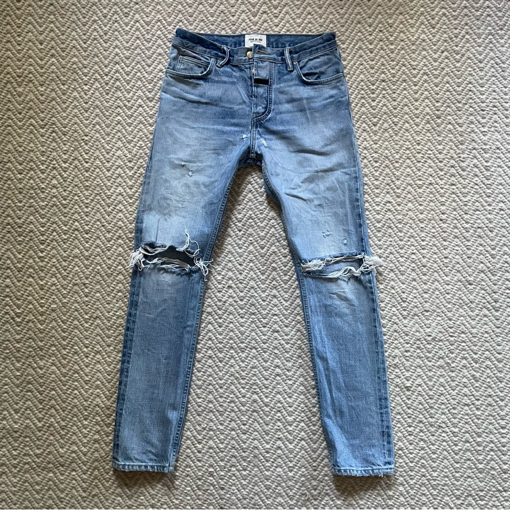 Men’s Fear Of God Jeans Sixth Collection Distressed 30 30 Streetwear Tapered Fit